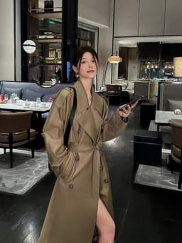 Áo Khoác Dài Nữ Trench Coat Basic Tối Giản Phong Cách Seoul Outfit Xuân Thu Chali AZ628 2