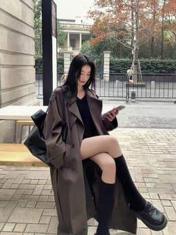 Áo Khoác Nữ Dáng Dài Form Rộng Cổ Vest 2 Hàng Nút Hàn Quốc Thanh Lịch Che Khuyết Điểm Đi Làm Đi Chơi AZ809 2