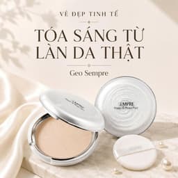 Phấn Phủ Kiềm Dầu GEO Trắng Sempre Happy & Please Pact 22g Hàn Quốc –Lớp Nền Siêu Mỏng Nhẹ, Lâu Trôi 6