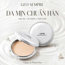Phấn Phủ Kiềm Dầu GEO Trắng Sempre Happy & Please Pact 22g Hàn Quốc –Lớp Nền Siêu Mỏng Nhẹ, Lâu Trôi 2