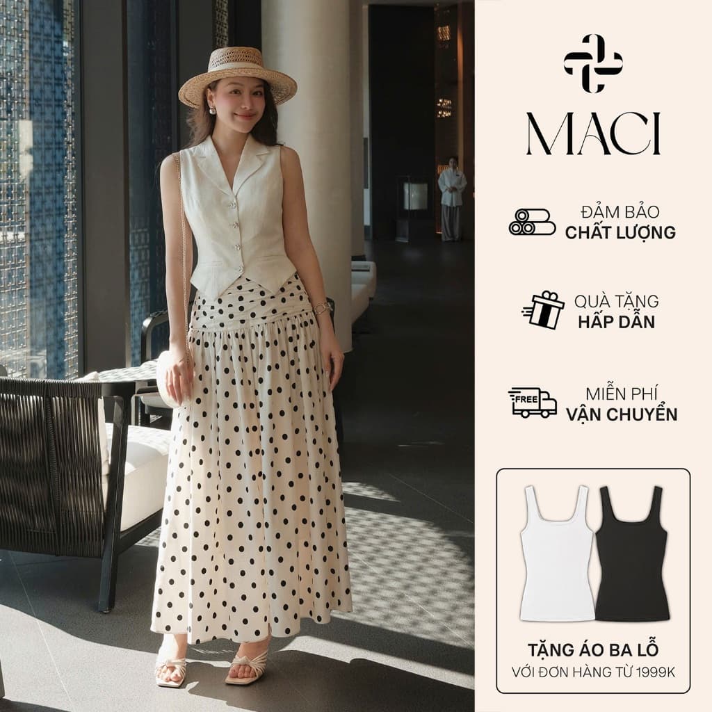 Áo Gile Linen Hàn Màu Trắng Kem MACI MCAGLTR0348 Thời Trang Nữ Thiết Kế Độc Quyền