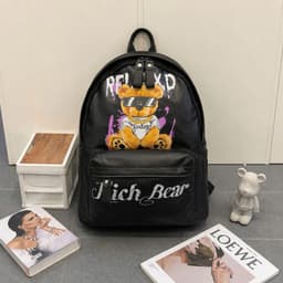 Balo đi học đi chơi chất da mịn in hình gấu bear sắc nét size 40 bản quai to đựng vừa sách vở A4 laptop 3