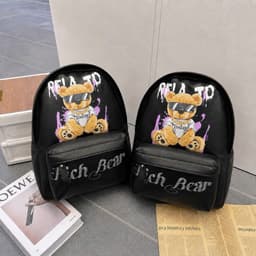 Balo đi học đi chơi chất da mịn in hình gấu bear sắc nét size 40 bản quai to đựng vừa sách vở A4 laptop 2