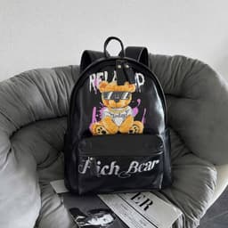 Balo đi học đi chơi chất da mịn in hình gấu bear sắc nét size 40 bản quai to đựng vừa sách vở A4 laptop 7