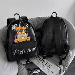 Balo đi học đi chơi chất da mịn in hình gấu bear sắc nét size 40 bản quai to đựng vừa sách vở A4 laptop 8