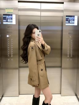 Áo Khoác Măng Tô Dáng Ngắn Màu Kaki Dáng Blazer Có Đai Thắt Eo Tôn Dáng Sang Chảnh Phong Cách Hàn Quốc Chali AZ900 5