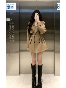 Áo Khoác Măng Tô Dáng Ngắn Màu Kaki Dáng Blazer Có Đai Thắt Eo Tôn Dáng Sang Chảnh Phong Cách Hàn Quốc Chali AZ900 6