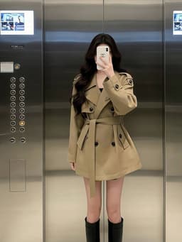 Áo Khoác Măng Tô Dáng Ngắn Màu Kaki Dáng Blazer Có Đai Thắt Eo Tôn Dáng Sang Chảnh Phong Cách Hàn Quốc Chali AZ900 7