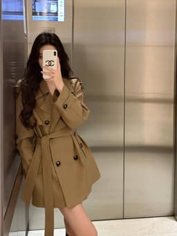 Áo Khoác Măng Tô Dáng Ngắn Màu Kaki Dáng Blazer Có Đai Thắt Eo Tôn Dáng Sang Chảnh Phong Cách Hàn Quốc Chali AZ900 8