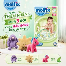 [Mua 3 gói_Chọn QUÀ trong giỏ] Tã/bỉm dán Molfix Thiên nhiên Super Jumbo đủ các size S80/ M76/ L68/ XL64/ XXL 7