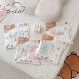 Túi 5 KHĂN SỮA SỢI TRE ANCHEE 2 LỚP cao cấp mềm mại, thấm hút tốt cho bé kích thước 30x30cm 6