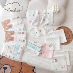 Túi 5 KHĂN SỮA SỢI TRE ANCHEE 2 LỚP cao cấp mềm mại, thấm hút tốt cho bé kích thước 30x30cm 9