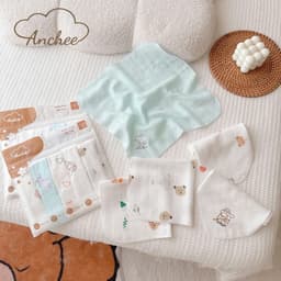 Túi 5 KHĂN SỮA SỢI TRE ANCHEE 2 LỚP cao cấp mềm mại, thấm hút tốt cho bé kích thước 30x30cm 4