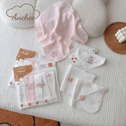 Túi 5 KHĂN SỮA SỢI TRE ANCHEE 2 LỚP cao cấp mềm mại, thấm hút tốt cho bé kích thước 30x30cm 8