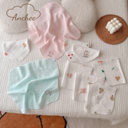 Túi 5 KHĂN SỮA SỢI TRE ANCHEE 2 LỚP cao cấp mềm mại, thấm hút tốt cho bé kích thước 30x30cm 3