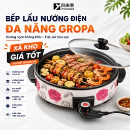 Bếp nướng điện không khói mặt phủ đá hoa cương chống dính đa năng xào nấu công suất lớn bảo hành 12T vỏ xấu ạ 1