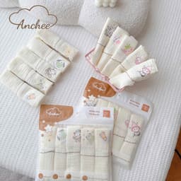 Set 5 Khăn sữa Muslin in hình ngộ nghĩnh Anchee cho bé mềm mại, xinh xắn 5