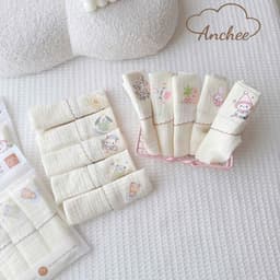 Set 5 Khăn sữa Muslin in hình ngộ nghĩnh Anchee cho bé mềm mại, xinh xắn 8