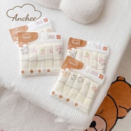 Set 5 Khăn sữa Muslin in hình ngộ nghĩnh Anchee cho bé mềm mại, xinh xắn 6