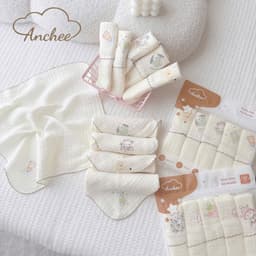 Set 5 Khăn sữa Muslin in hình ngộ nghĩnh Anchee cho bé mềm mại, xinh xắn 2