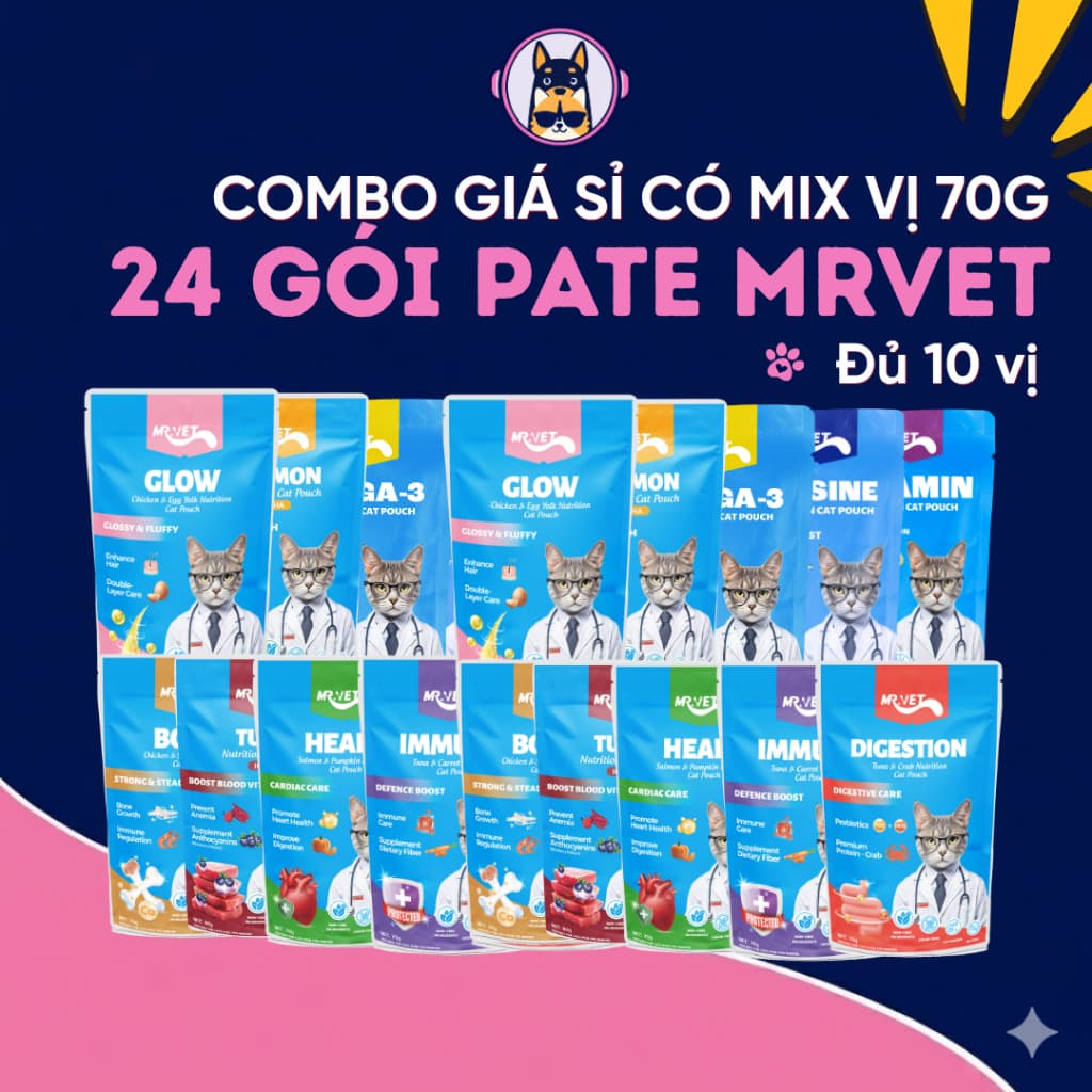 [COMBO TIẾT KIỆM 24 GÓI MIX VỊ] Pate Cho Mèo Gói 70G 51% Thịt, Bổ Sung Dinh Dưỡng-MÉO CH