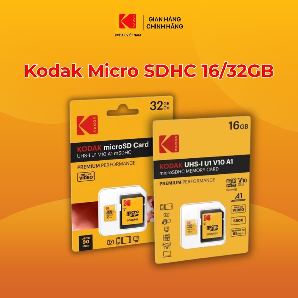 Thẻ nhớ Kodak Micro SDHC Class 10 UHS-I U1, Kèm Bộ Chuyển Đổi SD Chính Hãng