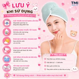 Khăn Lau Tóc, Mũ Quấn Tóc, Khăn Ủ Tóc Hai Lớp Màu Viền Trắng Thấm Hút Nhanh Khô Mềm Mại TMI Daily 9