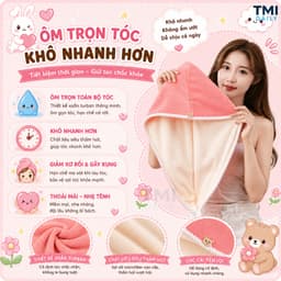Khăn Lau Tóc, Mũ Quấn Tóc, Khăn Ủ Tóc Hai Lớp Màu Viền Trắng Thấm Hút Nhanh Khô Mềm Mại TMI Daily 6