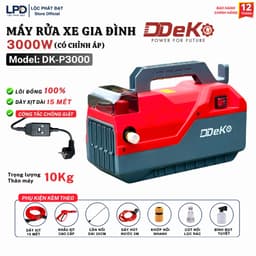 Máy Rửa Xe Gia Đình DEKO DK-P3000A Có Chỉnh Áp, Lõi Đồng, Lưu Lượng 11 L/P, Có ốp bảo vệ mặt đồng hồ 9