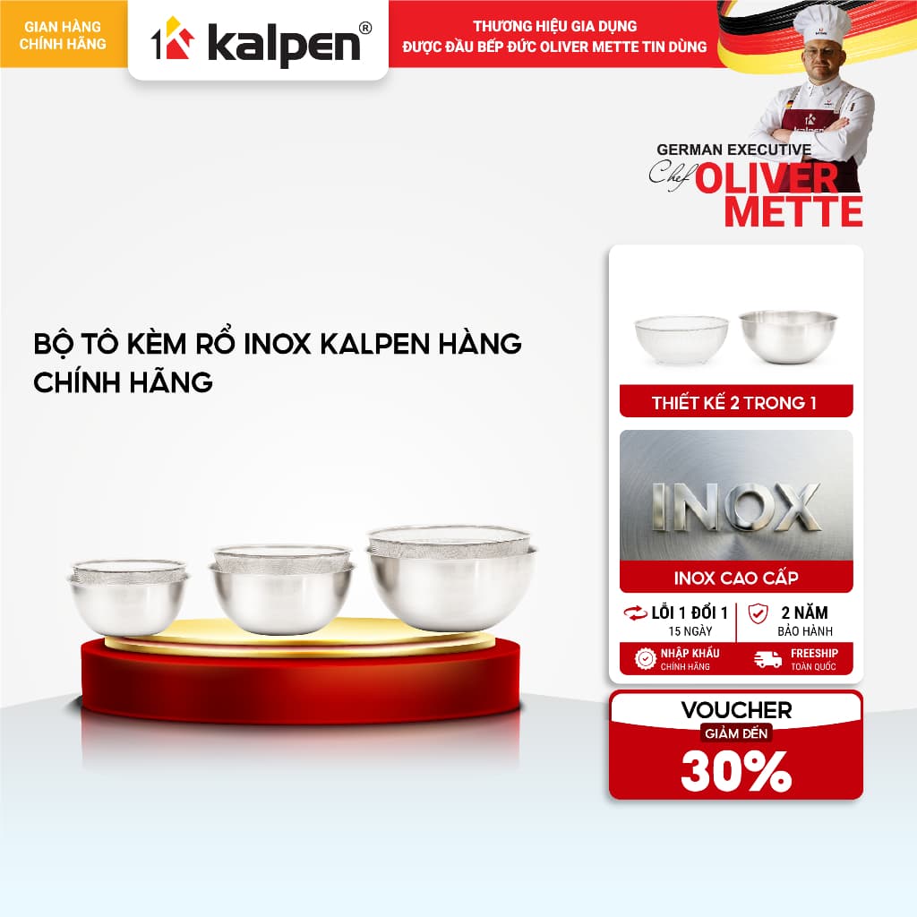 Bộ tô kèm rổ Inox KALPEN I9-I10-I11 hàng chính hãng