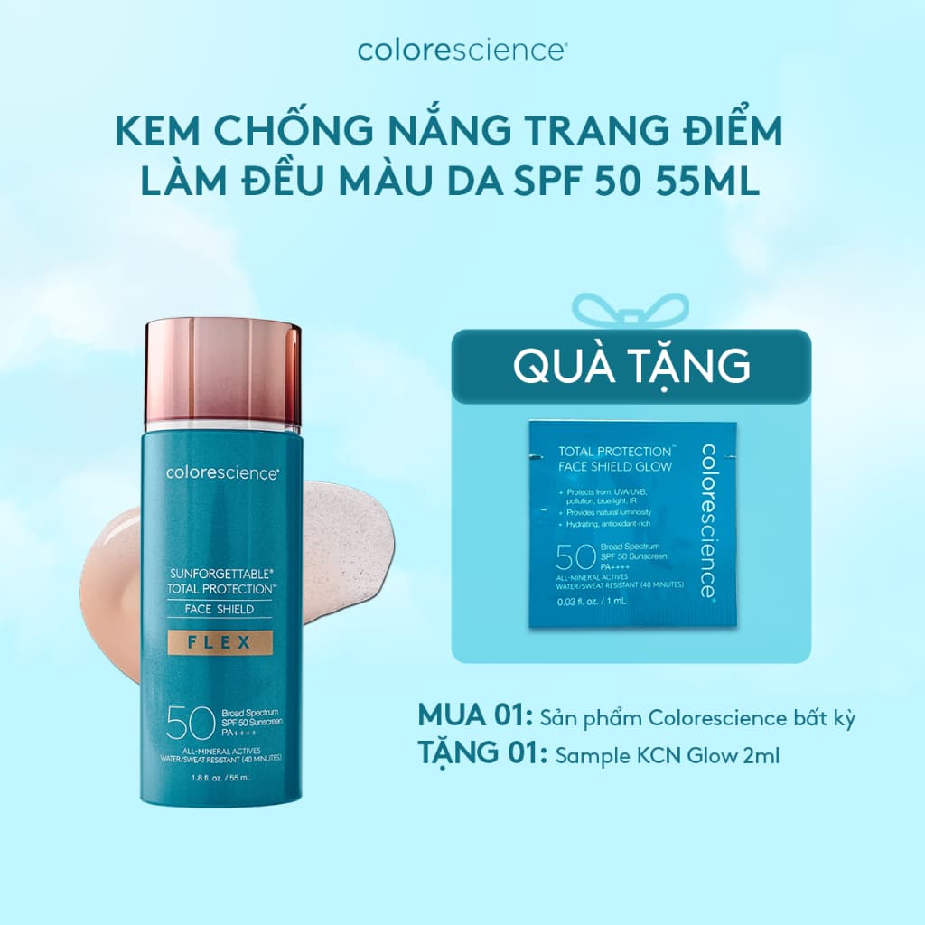 KEM CHỐNG NẮNG TRANG ĐIỂM LÀM ĐỀU MÀU DA SPF 50 COLORESCIENCE Flex SPF 50 - Fair 55ML