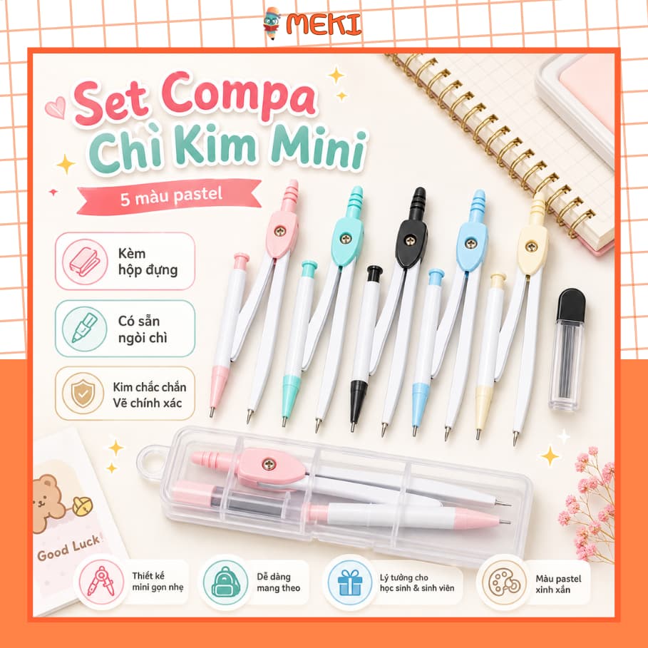 Compa Chất Lượng Cao Vẽ Kỹ Thuật -  Bộ Compa Kèm Ngòi Chì Văn Phòng Phẩm cho học sinh home1511
