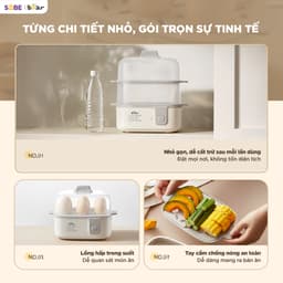 Nồi Hấp - Triệt Trùng Bear ECK-125NR, 2.4L Hấp 2 Tầng - Nhựa PP Cao Cấp, Hàng Chính Hãng 7