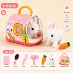 THỎ CƯNG ĐIỆN TỬ KÈM XE ĐỰNG – PHÁT ÂM THANH, BIẾT ĐI, NHIỀU PHỤ KIỆN 2