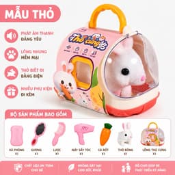 THỎ CƯNG ĐIỆN TỬ KÈM XE ĐỰNG – PHÁT ÂM THANH, BIẾT ĐI, NHIỀU PHỤ KIỆN 3
