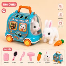 THỎ CƯNG ĐIỆN TỬ KÈM XE ĐỰNG – PHÁT ÂM THANH, BIẾT ĐI, NHIỀU PHỤ KIỆN 6