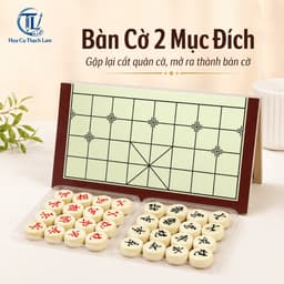 [Tặng bảng ghi điểm] Bộ Cờ Tướng Gỗ Gấp Gọn 2 Trong 1, Quân Cờ Gỗ Tròn, Bàn Cờ Tiện Lợi Dễ Mang  3