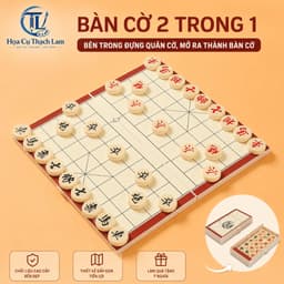 [Tặng bảng ghi điểm] Bộ Cờ Tướng Gỗ Gấp Gọn 2 Trong 1, Quân Cờ Gỗ Tròn, Bàn Cờ Tiện Lợi Dễ Mang  1