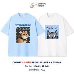 (Có áo người lớn) Áo phông bé trai, bé gái VITAMIN MEO MEO, áo thun cho bé form rộng, áo trẻ em nam mùa hè  ISEE VN 1