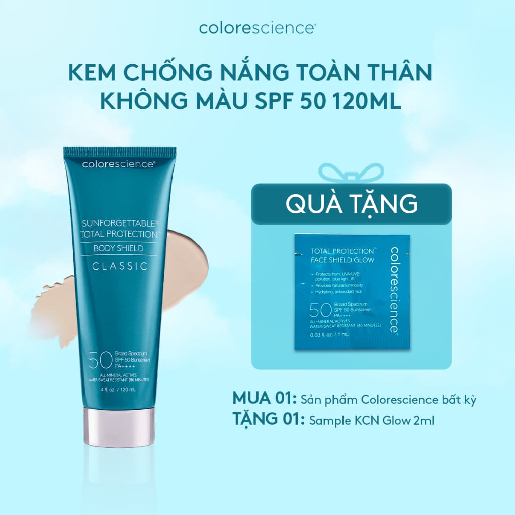 KEM CHỐNG NẮNG TOÀN THÂN KHÔNG MÀU VẬT LÝ SPF 50 Sunforgettable® Total Protection® Body Shield SPF 50 - Classic 120ml
