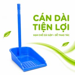 Hốt Rác Cán Dài Nhựa Miệng Rộng Thu Gom Rác GD38 - Xẻng Hốt Rác Cán Dài Lòng Sâu Chất Liệu Nhựa 3