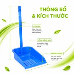 Hốt Rác Cán Dài Nhựa Miệng Rộng Thu Gom Rác GD38 - Xẻng Hốt Rác Cán Dài Lòng Sâu Chất Liệu Nhựa 6