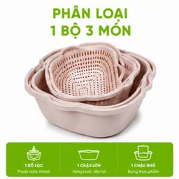 Bộ Rổ Thau Nhựa PP Cao Cấp 3 Món Đa Năng Việt Nhật GD42 - Bộ Rổ Chậu Nhựa Đa Năng 3 Chi Tiết 8