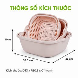 Bộ Rổ Thau Nhựa PP Cao Cấp 3 Món Đa Năng Việt Nhật GD42 - Bộ Rổ Chậu Nhựa Đa Năng 3 Chi Tiết 6