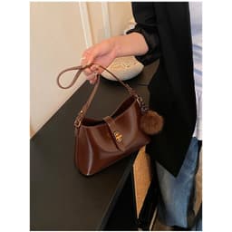 3765# Túi kẹp nách da trơn khóa xoay charm bông 2