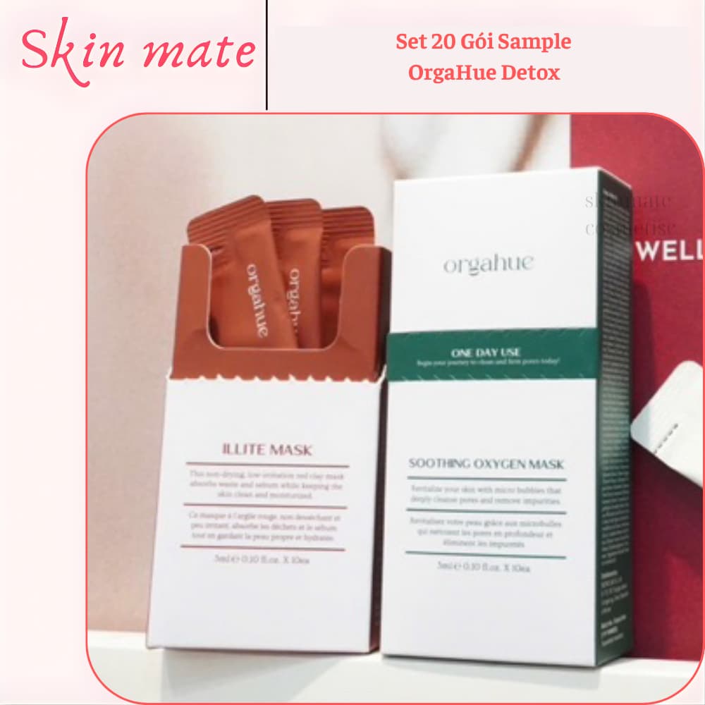 Set 20 Gói Sample OrgaHue Detox (10 Gói Mặt Nạ Đất Sét Illite + 10 Gói Mặt Nạ Sủi Oxy)