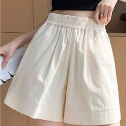 Quần Short Nữ Cạp Cao Lưng Thun Chữ A Cúc Bấm Ống Rộng Basic Hàn Quốc, Quần Đùi Nữ Mặc Đi Chơi 9