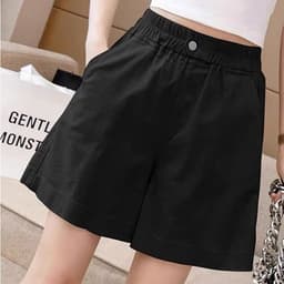 Quần Short Nữ Cạp Cao Lưng Thun Chữ A Cúc Bấm Ống Rộng Basic Hàn Quốc, Quần Đùi Nữ Mặc Đi Chơi 4