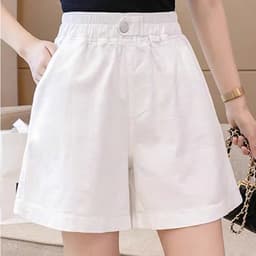 Quần Short Nữ Cạp Cao Lưng Thun Chữ A Cúc Bấm Ống Rộng Basic Hàn Quốc, Quần Đùi Nữ Mặc Đi Chơi 5