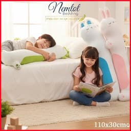 ⛄️MÁT LẠNH⛄️Gối Ôm Băng Lạnh Thú Bông Cỡ Lớn 110x30cm - Mẫu Thiết Kế Cao Cấp - Nemtot Bedding 4